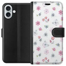 Gustaf - Pl&aring;nboksfodral till Apple iPhone 16 Plus med Blommor och fj&auml;rillar