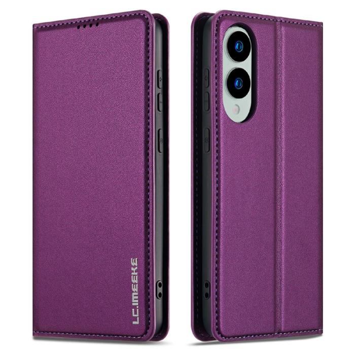 LC.imeeke - LC.IMEEKE L1 Series Samsung Galaxy S25 Edge Plånboksfodral Konstläder - Lila