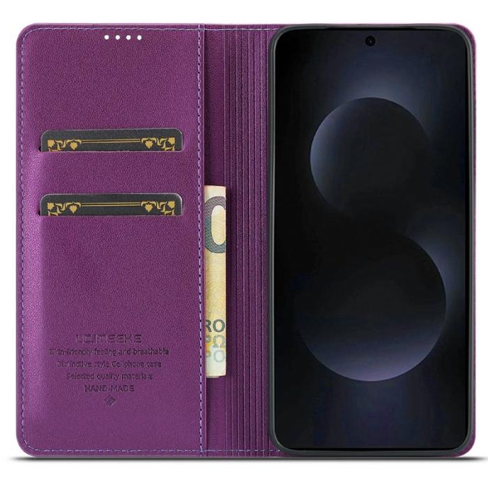 LC.imeeke - LC.IMEEKE L1 Series Samsung Galaxy S25 Edge Plånboksfodral Konstläder - Lila