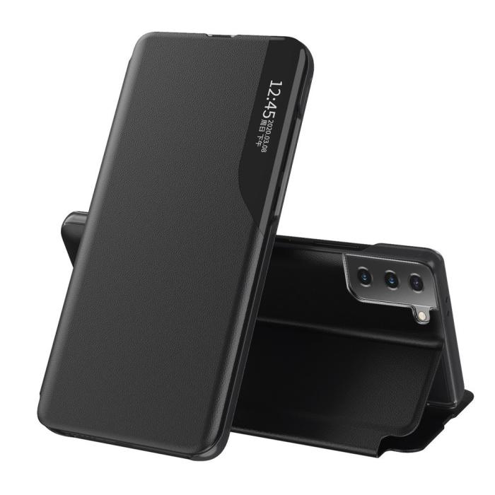 UTGATT1 - Eco Läder View Case till Samsung Galaxy S21 5G - Svart
