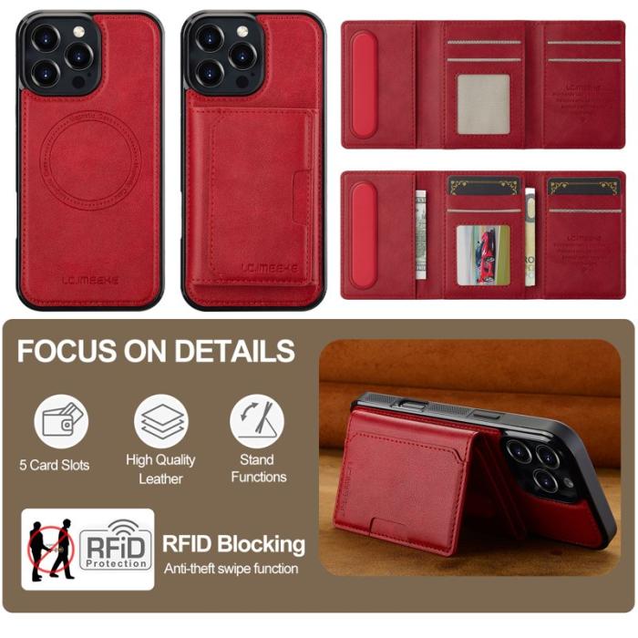 LC.imeeke - LC.IMEEKE L5 iPhone 16 Pro Max Fodral KonstLäder - Röd