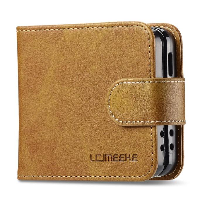 LC.imeeke - LC.IMEEKE Samsung Galaxy Z Flip7 Fodral KonstLäder - Gul
