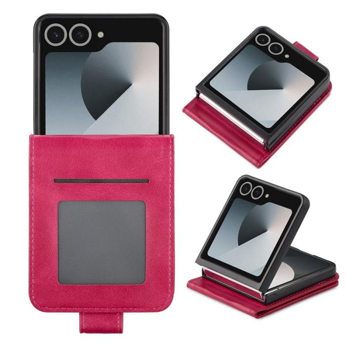 LC.imeeke - LC.IMEEKE Samsung Galaxy Z Flip7 Fodral Card Holder - Rosa KonstLäder