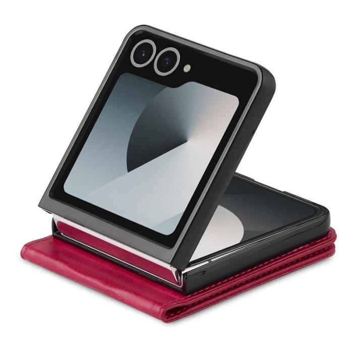 LC.imeeke - LC.IMEEKE Samsung Galaxy Z Flip7 Fodral Card Holder - Rosa KonstLäder