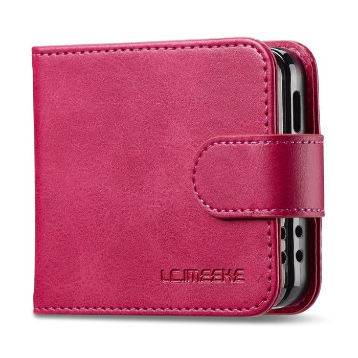 LC.imeeke - LC.IMEEKE Samsung Galaxy Z Flip7 Fodral Card Holder - Rosa KonstLäder