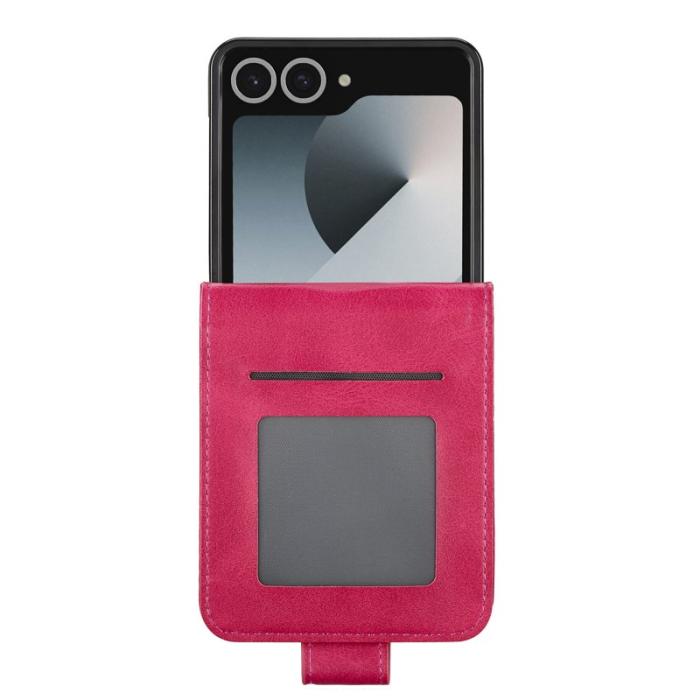 LC.imeeke - LC.IMEEKE Samsung Galaxy Z Flip7 Fodral Card Holder - Rosa KonstLäder