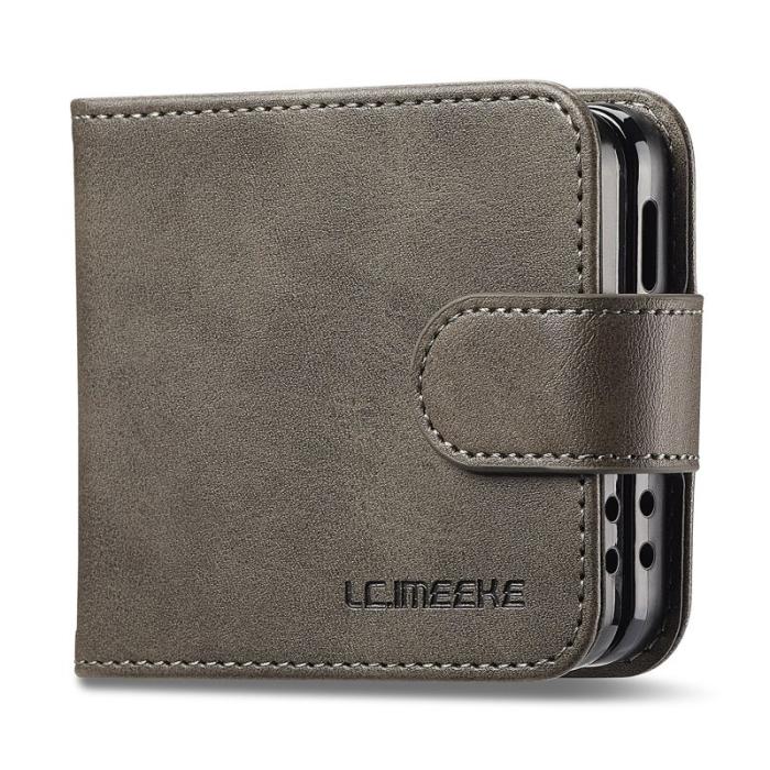 LC.imeeke - LC.IMEEKE Samsung Galaxy Z Flip7 Fodral KonstLäder - Grå