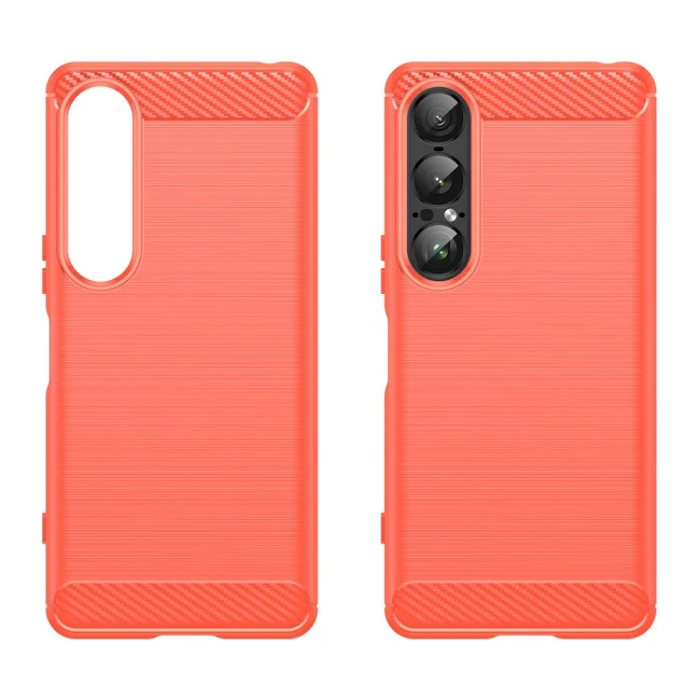 A-One Brand - Sony Xperia 1 VII Mobilskal Carbon Fiber Texture - Röd