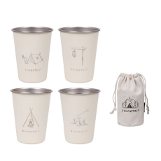 A-One Brand - SHINETRIP Campingmugg i Rostfritt Stål 4 delar 350 ml - Beige
