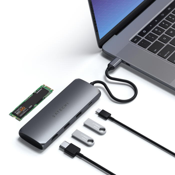 Satechi - Satechi USB-C Hybrid Med Built-in SSD Storage - Rymdgrå