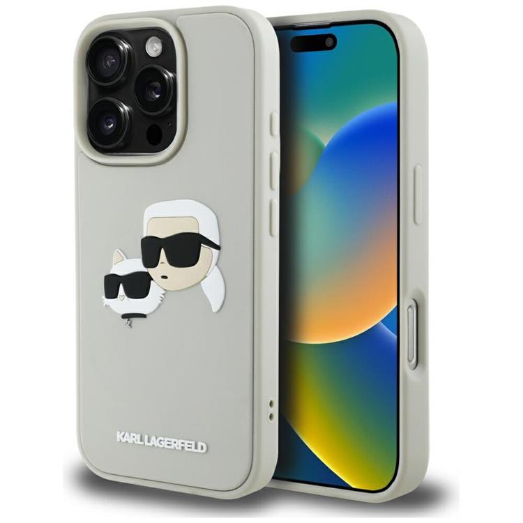 Karl Lagerfeld iPhone 16 Pro Max Mobilskal 3D Rubber Double Heads - Beige | 2353 | AlltMobil