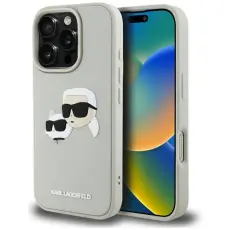 KARL LAGERFELD - Karl Lagerfeld Mobilskal till iPhone 16 Pro 3D Rubber Double Heads - Beige