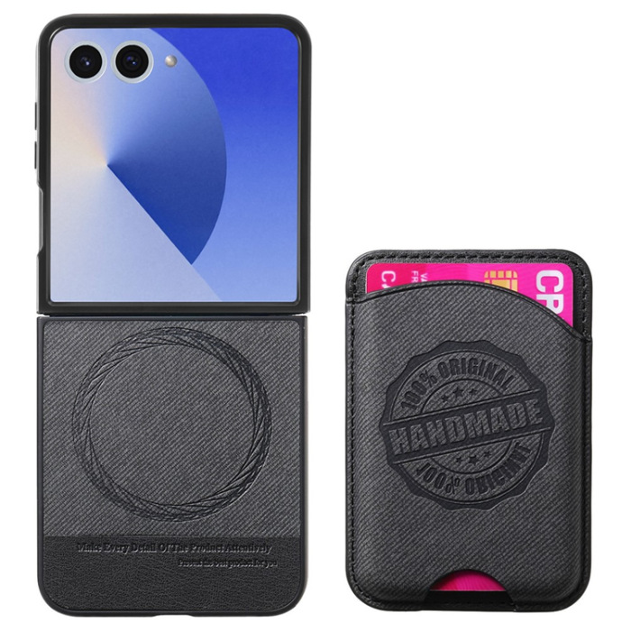 A-One Brand - Galaxy Z Flip 7 Mobilskal MagSafe Korthållare Denim Läder
