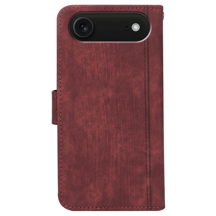 A-One Brand - iPhone 17 Air Plånboksfodral Line Pattern Läder - Röd