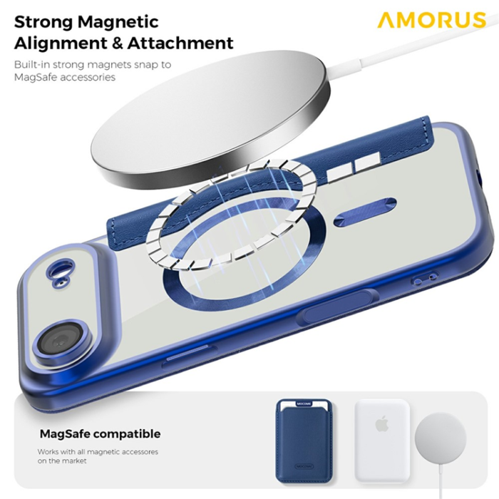 Amorus - AMORUS iPhone Air Plånboksfodral MagSafe RFID - Blå