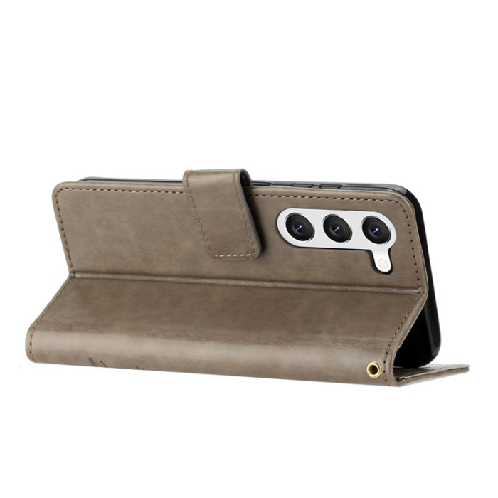 A-One Brand - Galaxy S23 Plånboksfodral Imprinting Flower Butterfly - Grå