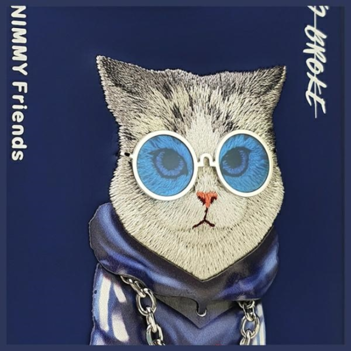 NIMMY - Nimmy iPhone 15 Pro Mobilskal Glasses Cool Cat - Blå