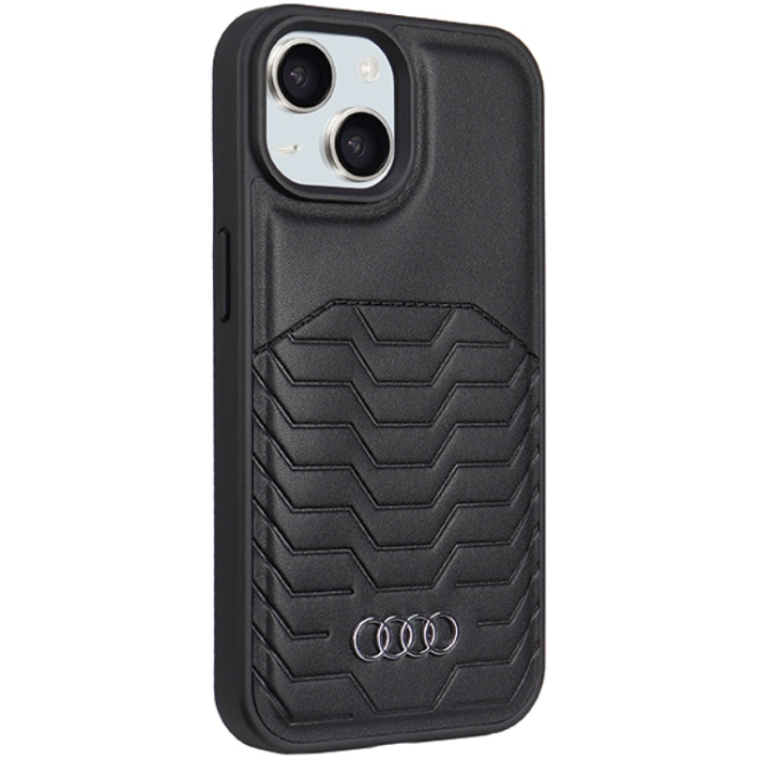 Audi - Audi iPhone 15 Mobilskal Magsafe Synthetic Läder - Svart