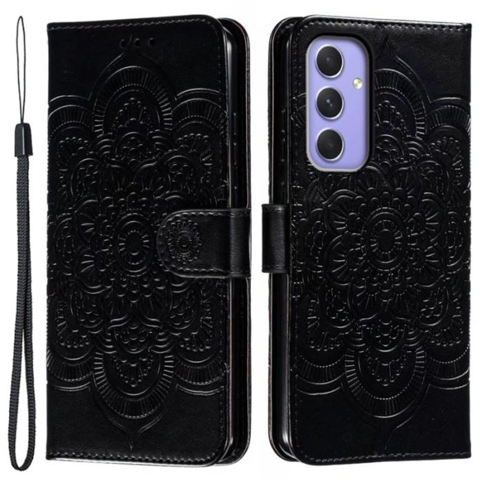OEM - Samsung Galaxy S26 Plånboksfodral Konstläder Mandala Tryck - Svart