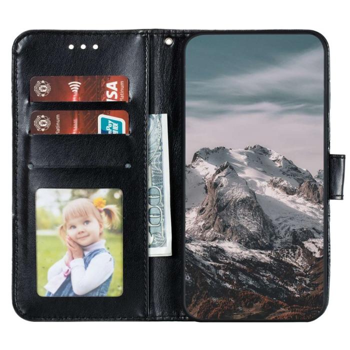 OEM - Samsung Galaxy S26 Plånboksfodral Konstläder Mandala Tryck - Svart