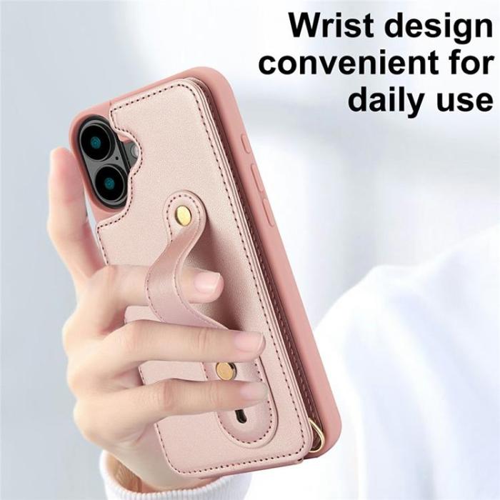 A-One Brand - iPhone 17 Mobilskal korthållare Med Axelrem - Roséguld