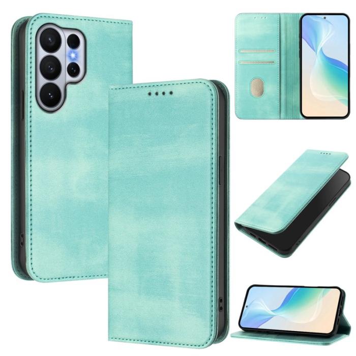 OEM - Samsung Galaxy S26 Ultra Plånboksfodral Konstläder RFID Skydd - Mintgrön