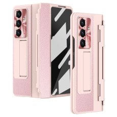 A-One Brand - Galaxy Z Fold7 5G Mobilskal l&auml;der + PC Kickstand - Rosa