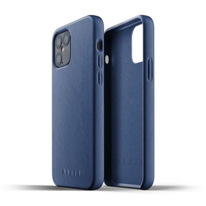UTGATT5 - Mujjo Full Leather Case iPhone 12 & 12 Pro - Blå