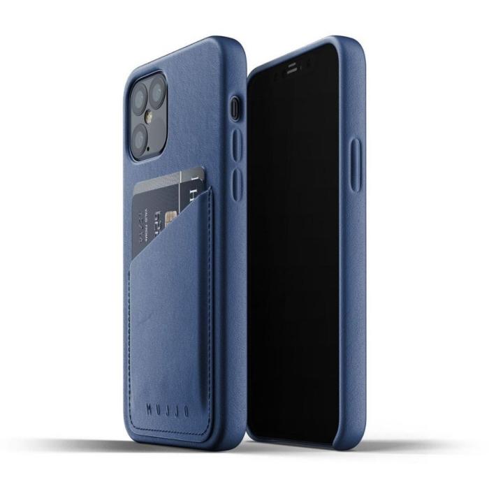 UTGATT5 - Mujjo Full Leather Wallet iPhone 12 & 12 Pro - Blå