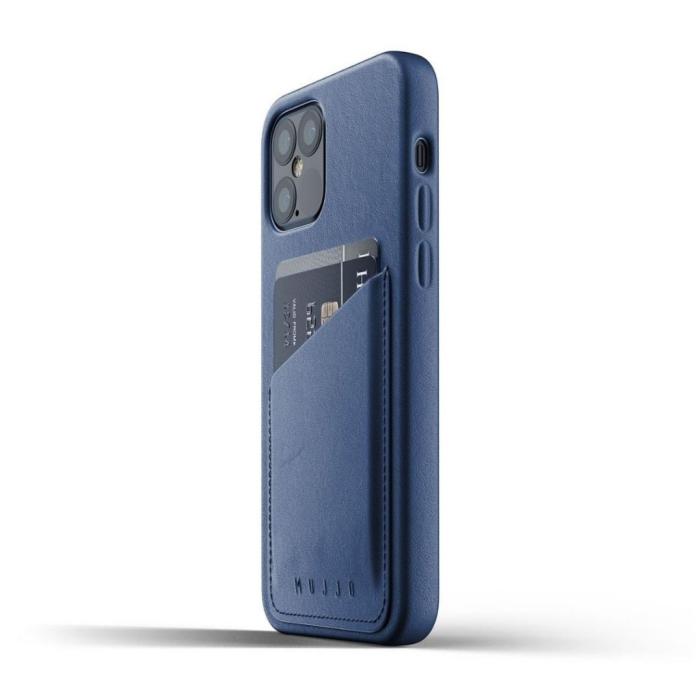 UTGATT5 - Mujjo Full Leather Wallet iPhone 12 & 12 Pro - Blå