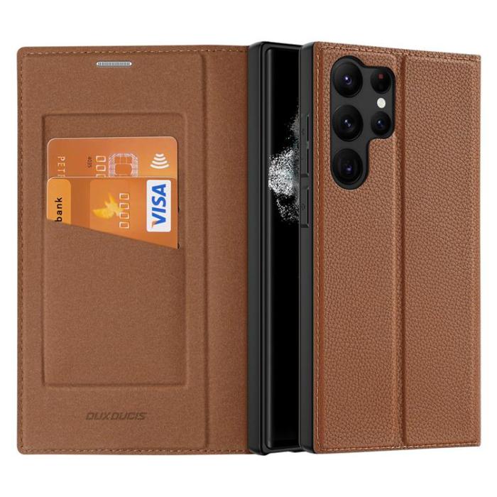 Dux Ducis - Dux Ducis Galaxy S23 Ultra Plånboksfodral Skin X2 - Brun