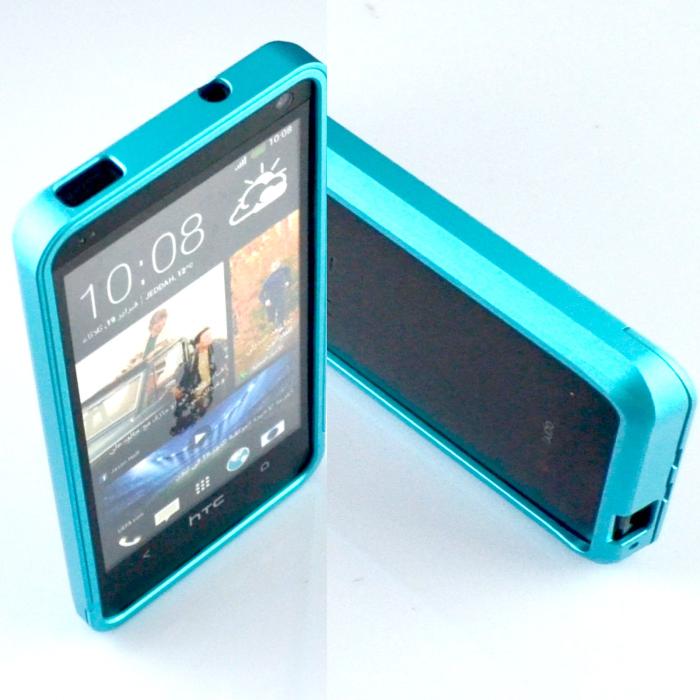 UTGATT4 - Aluminium Bumper Skal till HTC One (M7) (Ljus Blå)