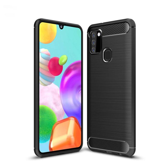 UTGATT5 - Tech-Protect TPU Carbon Galaxy A21S - Svart