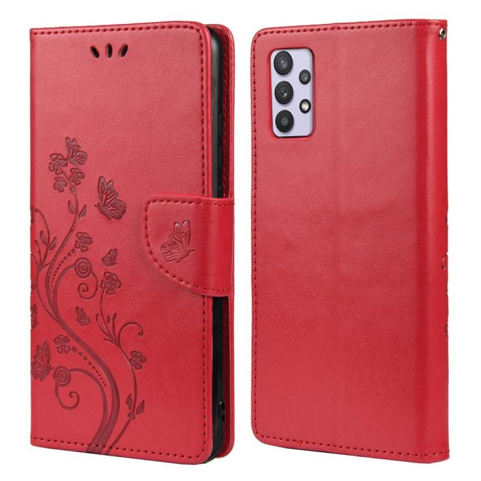 A-One Brand - Butterfly Plånboksfodral Samsung Galaxy A32 5G - Röd