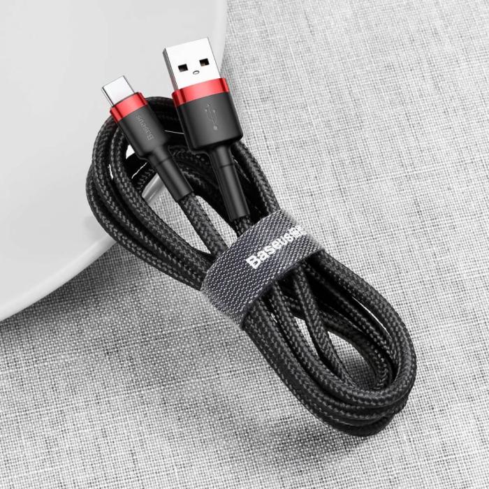 BASEUS - Baseus Cafule USB-C till USB-A kabel QC 3.0 3A 0,5M Svart-Röd