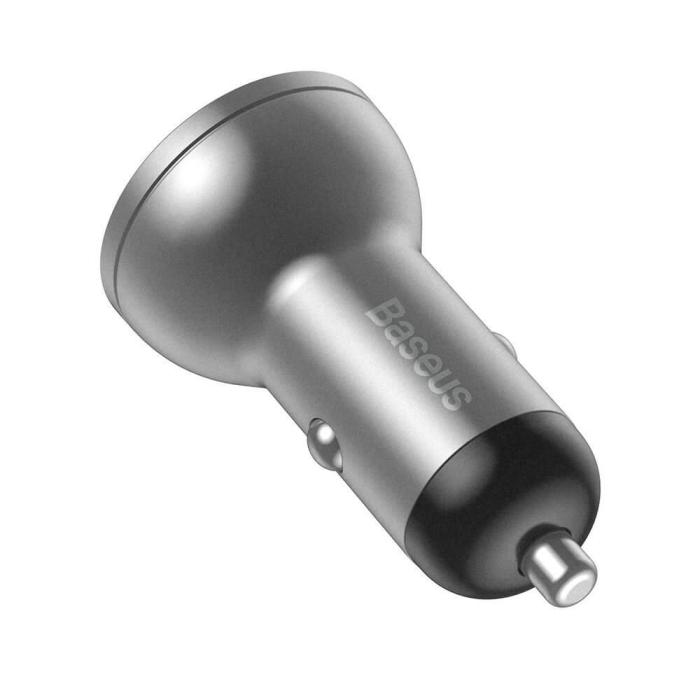BASEUS - Baseus Digital Display Dual USB 4.8A Billaddare 24W Silver