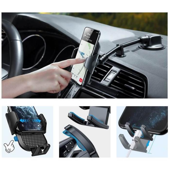 Joyroom - Joyroom Long Arm Dashboard Car Mount - Svart