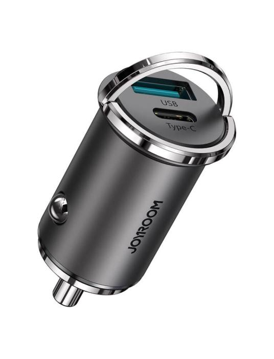 Joyroom - Joyroom mini dual port USB Type C/USB 45 W 5 A car charger Grå