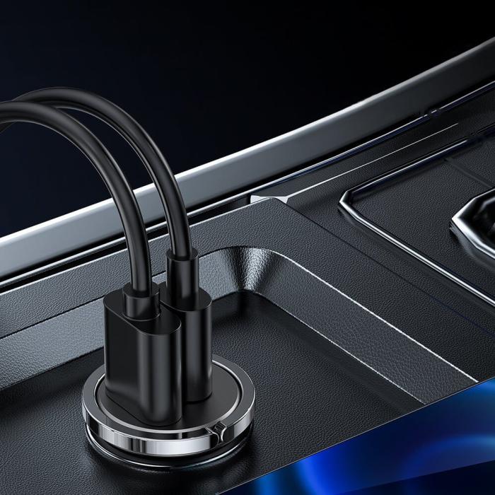 Joyroom - Joyroom mini dual port USB Type C/USB 45 W 5 A car charger Grå