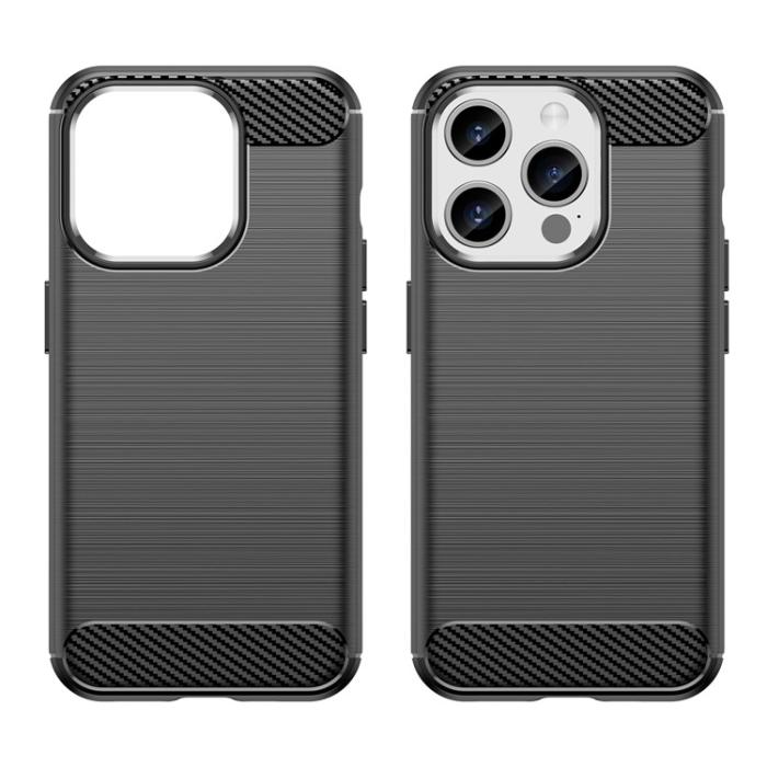 OEM - iPhone 15 Pro Mobilskal Carbon Fiber Brushed - Svart