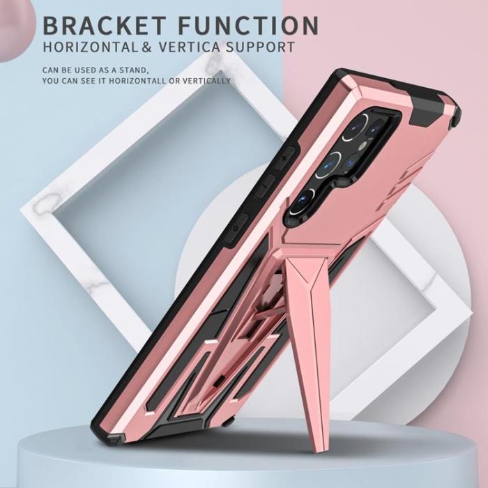 OEM - V-Shaped Kickstand Skal Galaxy S22 - Rosa Guld