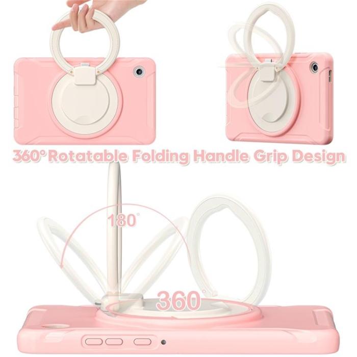 A-One Brand - Galaxy Tab A11 Skal Rotary Kickstand Handle - Sakura Rosa