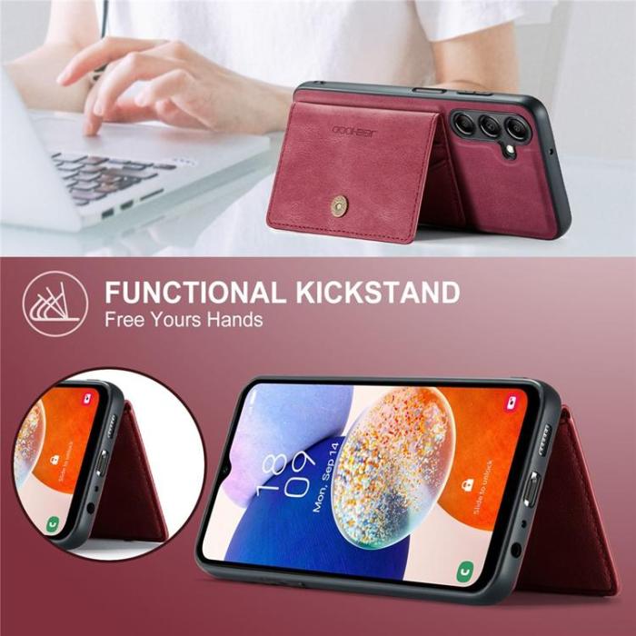 OEM - JEEHOOD Samsung Galaxy A14 4G/5G Fodral KonstLäder - Röd