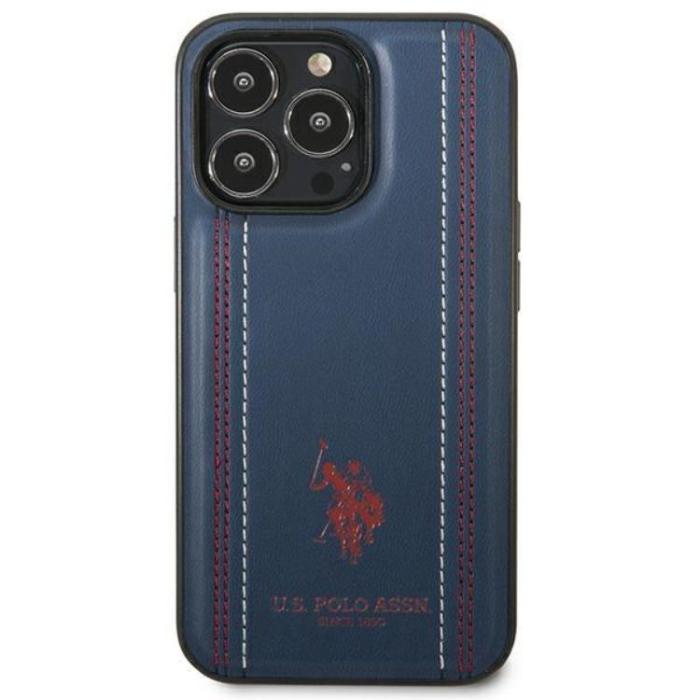 US Polo - US Polo iPhone 14 Pro Skal Lädersöm - Marinblå
