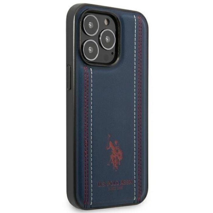 US Polo - US Polo iPhone 14 Pro Skal Lädersöm - Marinblå