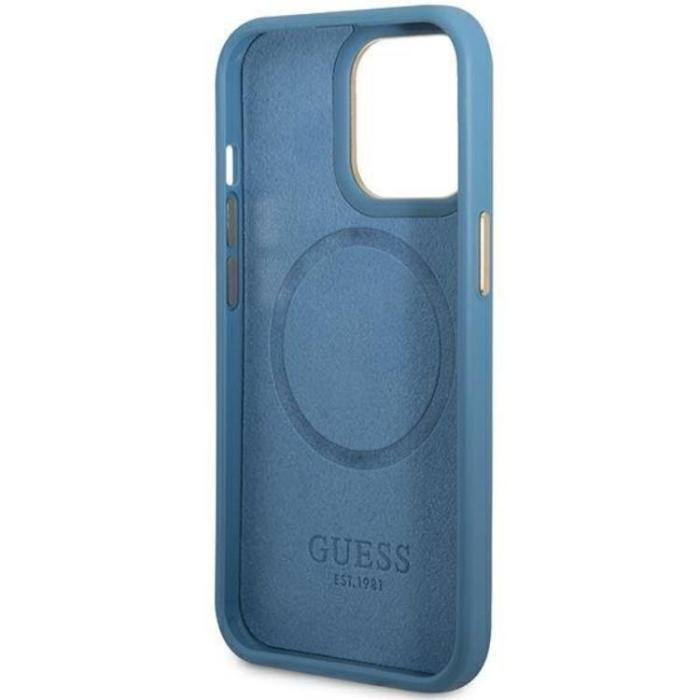 Guess - Guess iPhone 14 Pro Max Mobilskal Magsafe Logo Plate - Blå