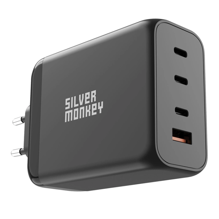 Silver Monkey - Silver Monkey SMA153 200W GaN-laddare 3xUSB-C PD USB-A QC 3.0
