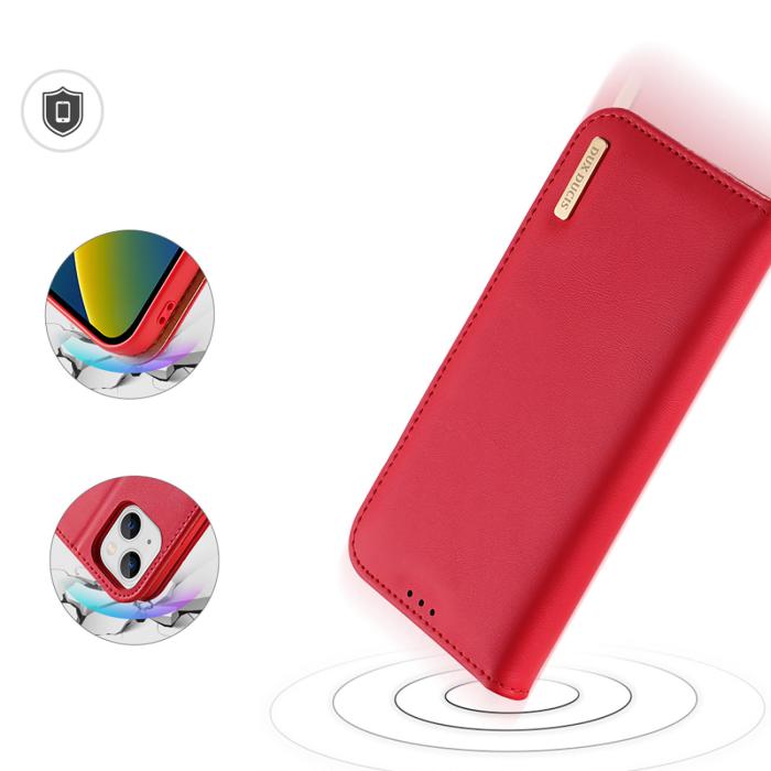 Dux Ducis - Dux Ducis iPhone 14 Plus Plånboksfodral Äkta Läder Hivo Flip - Röd