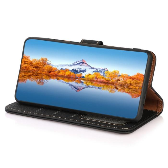 KHAZNEH - KHAZNEH Galaxy S23 Plånboksfodral Äkta Läder RFID - Svart