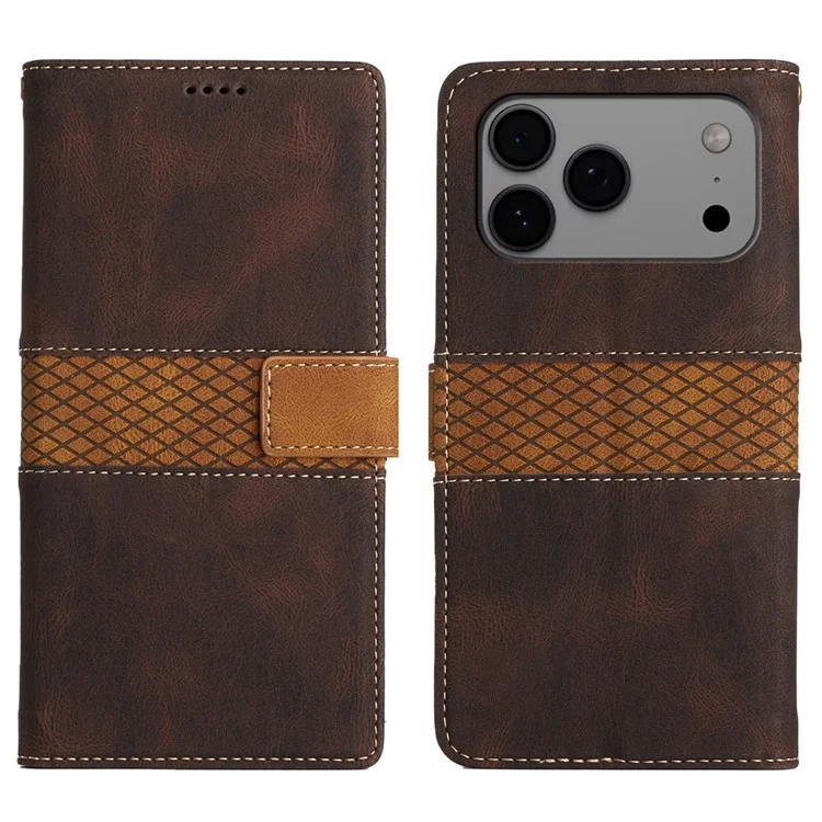 iPhone 17 Pro Max Plånboksfodral Grid Splicing - Brun | 2353 | AlltMobil